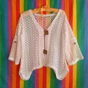 White Crochet Coconut Button Bolero Cardigan